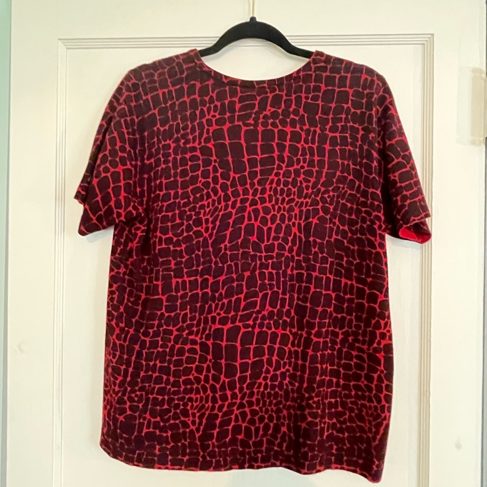Red and black soft short sleeve top/sweater.  Lightly used.